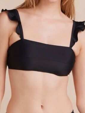 Summersalt Ruffle Oasis Bikini Top Black 6 Swim